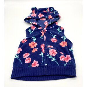Carter’s Infant Girl Fleece Zip up Floral Hoodie Vest Jacket 6 Months Soft